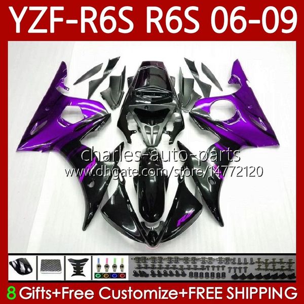 Мото-обтекалки для Yamaha YZF-R6S YZF R6 S 600 CC YZF600 2006-2009 Body 96NO.183 YZFR6S 2007 2007 2008 2009 YZF-600 600CC YZF R6S Purple Flame 06 07 08 09 OEM Code