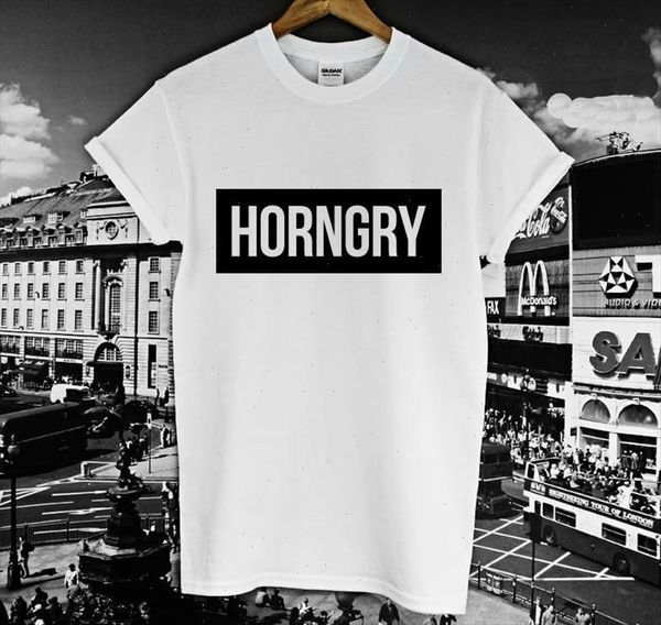 

horngry letters print women t shirt cotton casual funny shirt for lady gray white tee hipster y 7