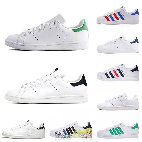

stan smith superstar mens casual shoes superstars hologram platform leather fashion shoe plate-forme men women trainers sports sneakers, Black