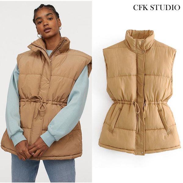 

women's vests 2021 women spring vest coat stand collar long warm yellow chaleco mujer gilet casaco feminino, Black;white