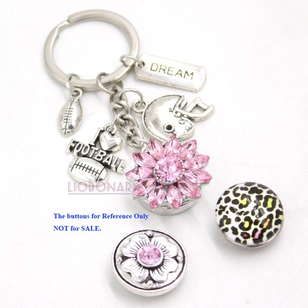 

18mm snap interchangeable new snap jewelry arrival diy key chain sport football key chain bag charm snaps key rings for, Slivery;golden