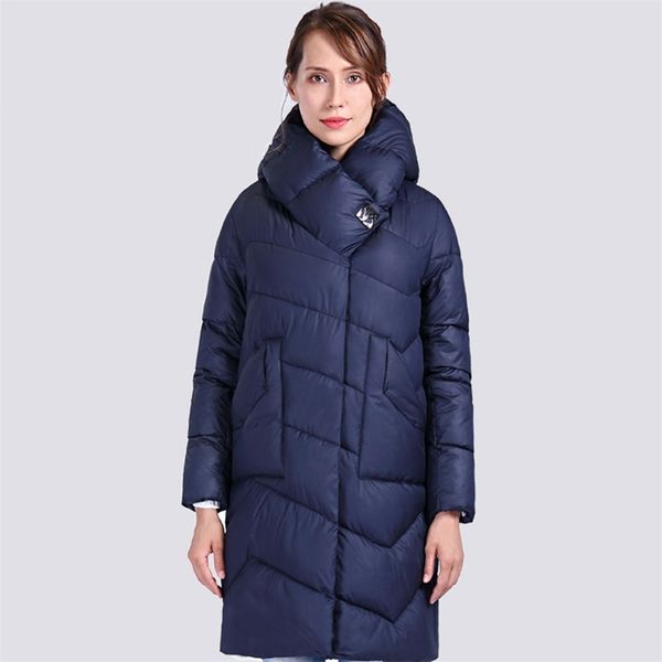 

spring autum women's parka warm windproof thin women coat long plus size quilting cotton standing collar jackets outwear 201214, Black