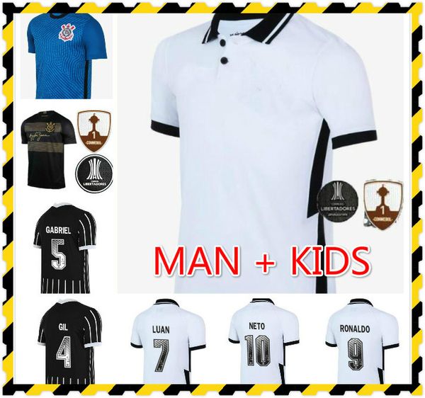 

2020 corinthians soccer jerseys kids kit fagner jadson pedrinho football shirts gil ramiro ronaldo soccer uniform camisa corinthians 20/21, Black;yellow