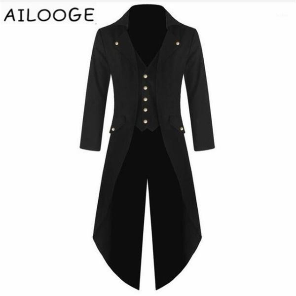 

new mens tuxedo coat steampunk vintage tailcoat jacket gothic frock coat windbreaker suit weeding x-long outwear1, Tan;black