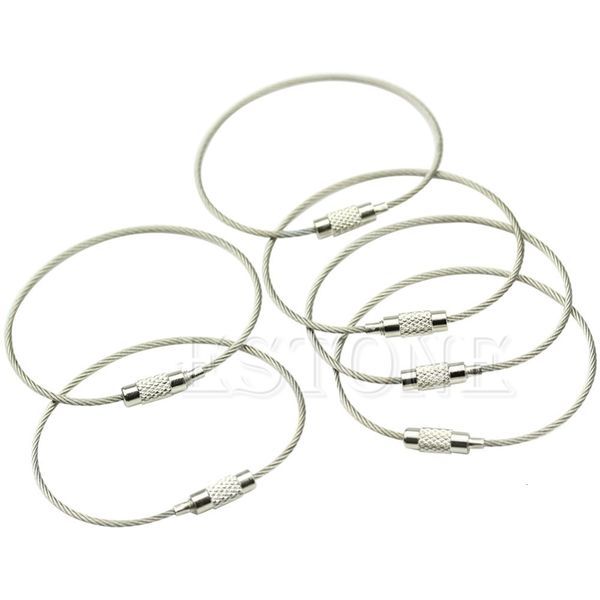 

key keychain 10pcs/lot stainless steel wire ring cable for outdoor hiking, Silver