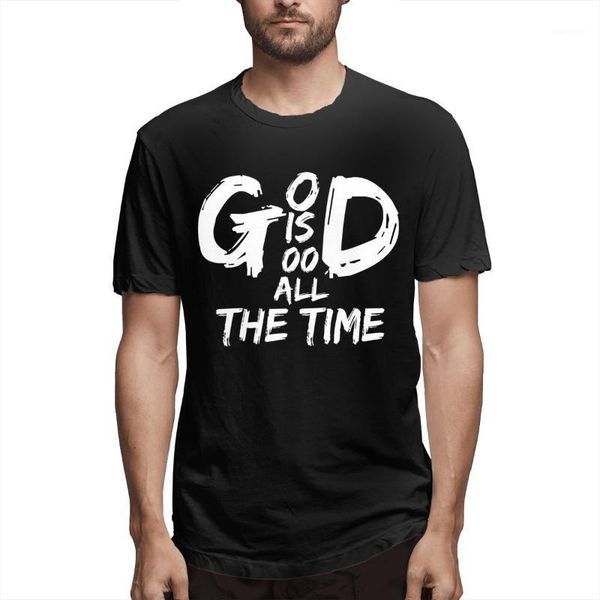 

printed t-shirt god is good all the time pattern short sleeve summer casual tees fashion o-neck tshirt male1, White;black