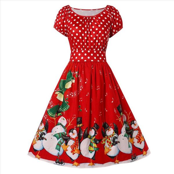 

large size winter women dresses casual cute printed christmas dress casual 2021 loose party short dress plus size vestidos robe, Black;gray