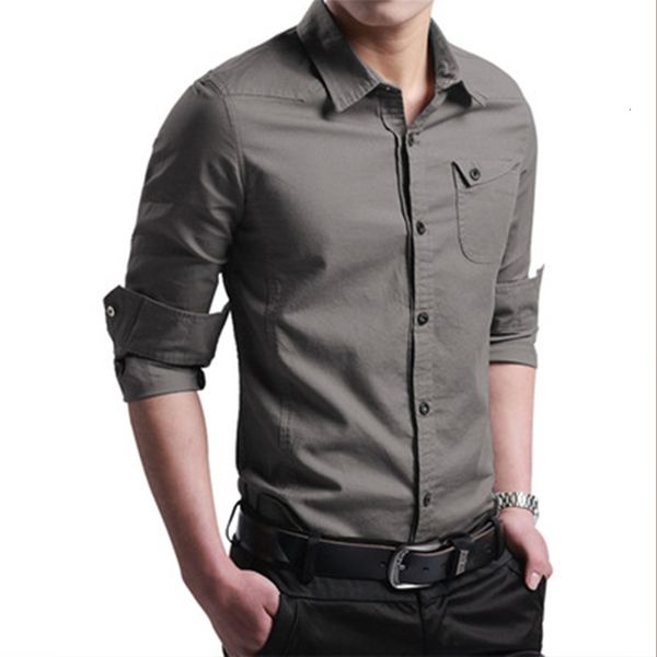 

2020 men's slim fit masculina business long sleeve army casual turn down neck shirt autumn shirts -5xl, White;black