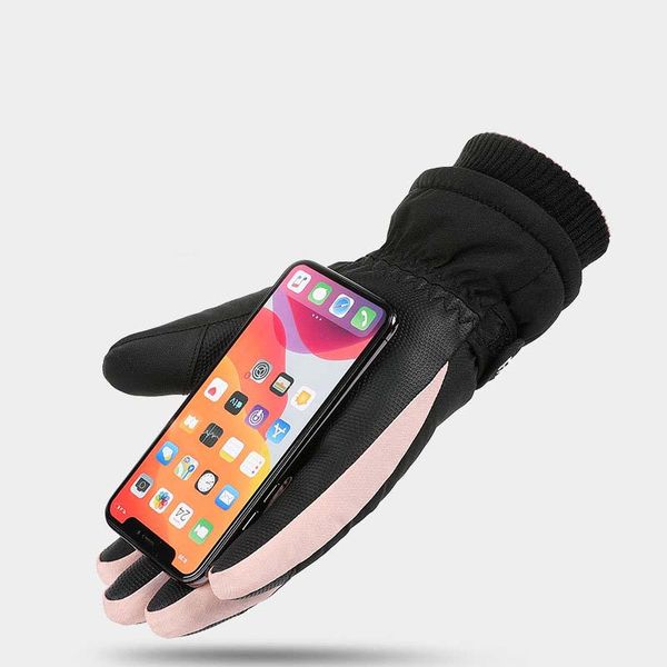 

winter women's touch screen waterproof and cold proof plush thickened ski gloves sports cycling warm and windproof gloves