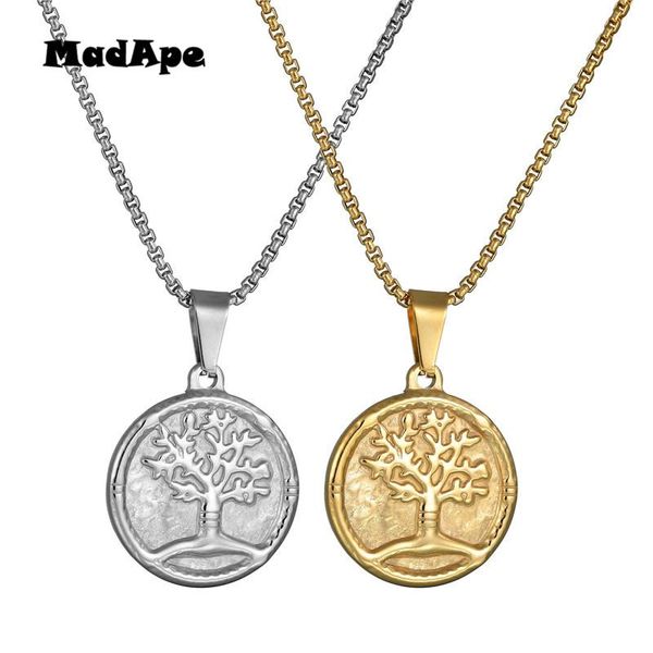 

pendant necklaces madape & pendants fashion tree of life elegant necklace for women man gold color long chain party jewelry, Silver