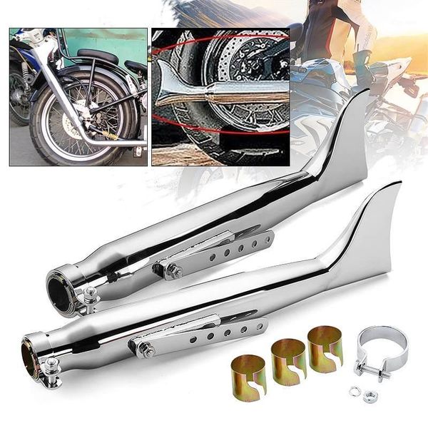 

pair motorcycle fishtail retro exhaust muffler pipe cafe racer exhaust tips for cruiser chopper bobber1
