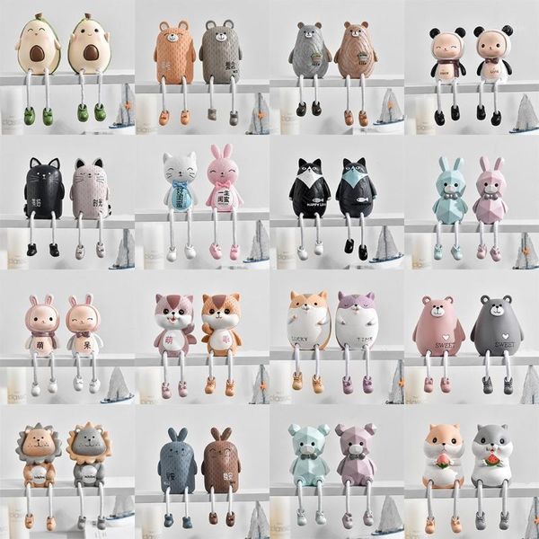 

2pcs/set cute animals style creative wall hanging foot doll resin crafts hanging leg doll elf figurines home decoration1