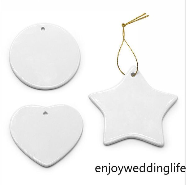 

sublimation blank ceramic pendant creative christmas ornaments heat transfer printing diy ceramic ornament 9 styles accept mixed