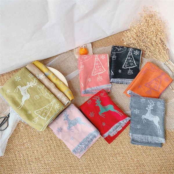 

like double-sided cashmere children's new scarf christmas 3kw0, Red;brown