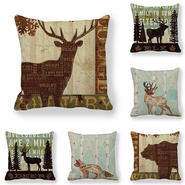 

45cm*45cm cushion cover wild animals in forest linen/cotton pillow case sofa and home decorative pillow cover1