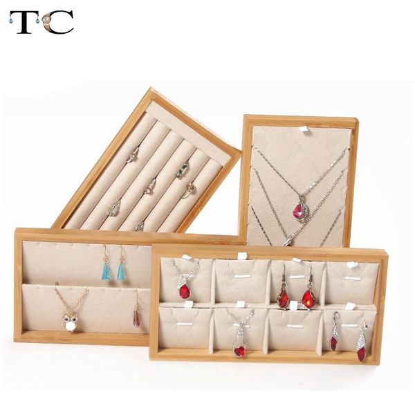 

bamboo wood jewelry tray ring necklace pendant bracelet earring jewelry display storage box display props, Pink;blue