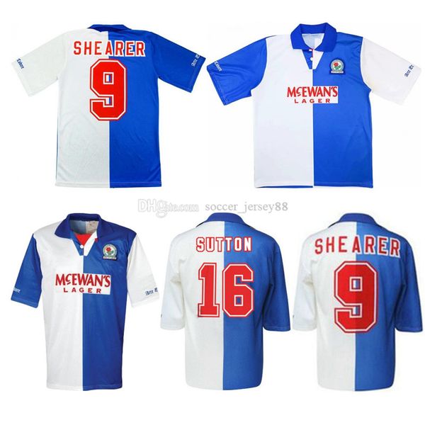 

1994 95 blackburn retro home shirt shearer 9 blackburn rovers retro football jersey 94 95 blackburn retro sutton 16 ripley 7 jersey, Black;yellow