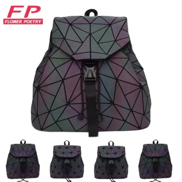 

backpack style women laser luminous mini geometric shoulder bag folding student school bags for teenage girl hologram bao