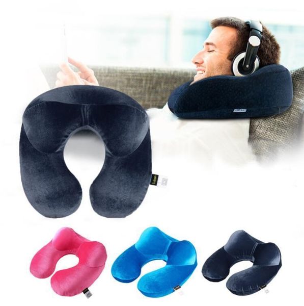 

u-shape airplane inflatable neck pillow travel accessories comfortable pillows for sleep home textile 3 colors
