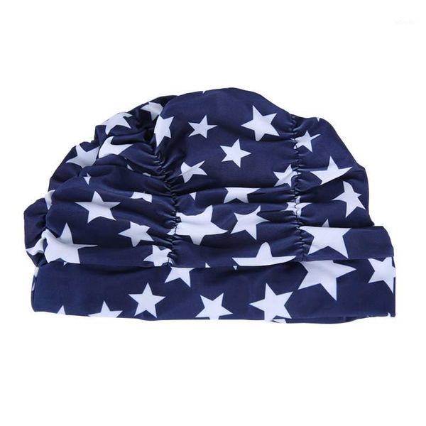 

swimming caps women cap long hair printed polyester flexible elastic swim hat1