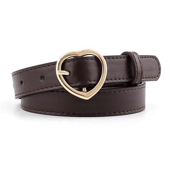 

women ladies vintage belt heart buckle leisure leather girls belt trouser accessories new women fashion, Black;brown