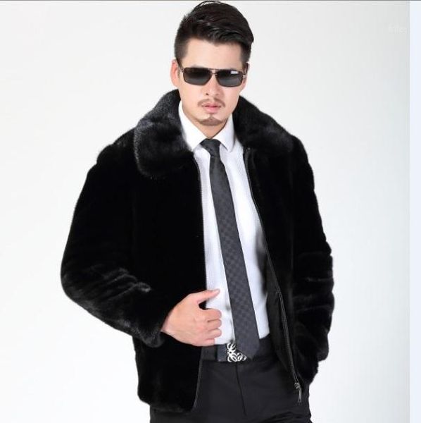 

furry 2020 winter furry faux fur overcoat turn-down collar jacket black oversized thicken fur coats xl7071