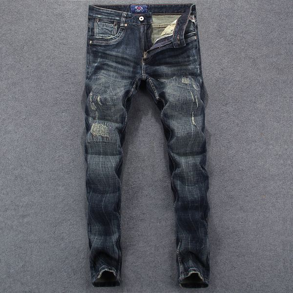 

2021 new italian style fashion black blue slim fit ripped men scratch denim pants streetwear vintage designer homme 8fbn
