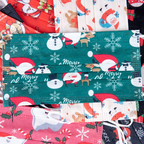 

3 masks for xmas christmas disposable layers nonwoven face anti-dust mouth cover mask fy0111cna1ph