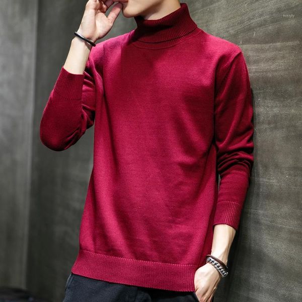 

turtle neck men's autumn and winter thick korean trend knitted bottoming shirt hong kong wind sweater ins wind a1, White;black