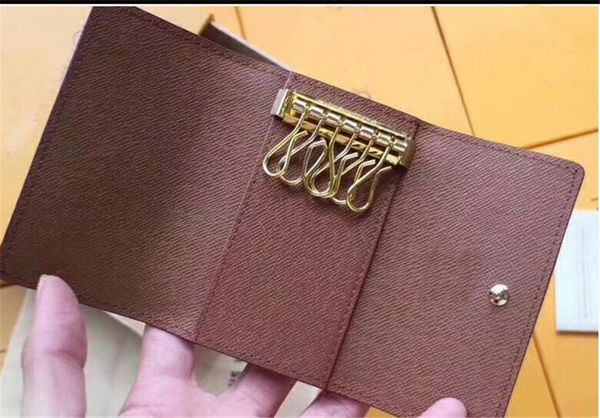 

real leather with box key pouch damier holds famous classical designer women 6 key holder coin purse men card holders wallet, Red;blue
