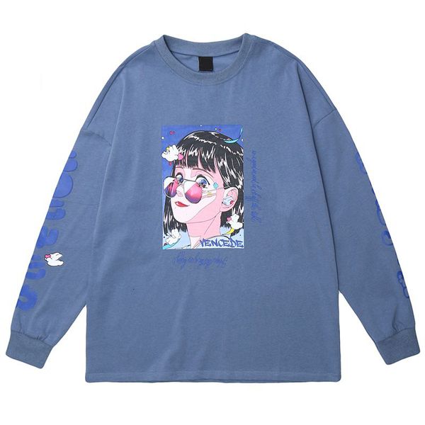 

japanese cartoon girlt shirt long sleeve men women casual clothes funny tee tshirt punk, Black
