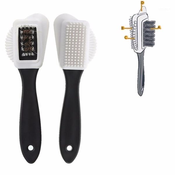 

1pcs new black 3 side cleaning brush for suede nubuck boot shoes s shape shoe cleaner wholesale1