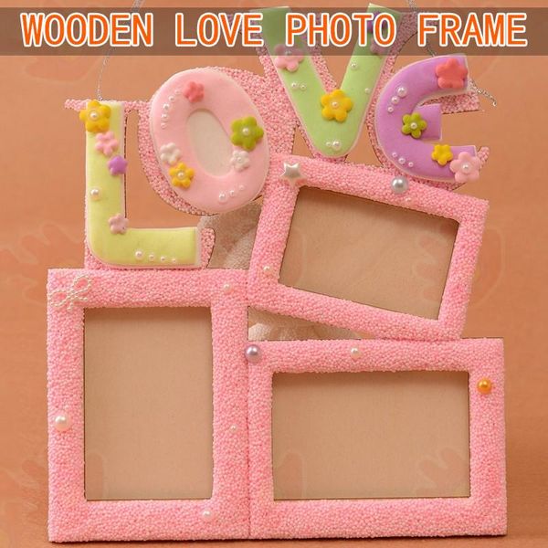 

1pcs durable lovely hollow love wooden family p picture frame white diy gifts home decor
