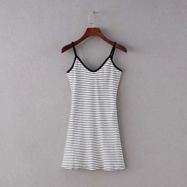 

b 16 cross summer v-neck new style tie stripe large open back skirt dress, Black;gray