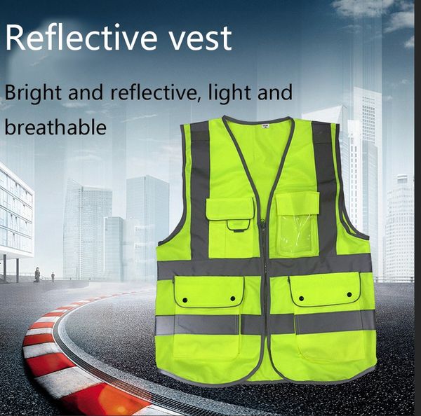 

full-reflective vest high-end traffic cycling clothing construction site construction road multi-pocket vest safety protective clothing