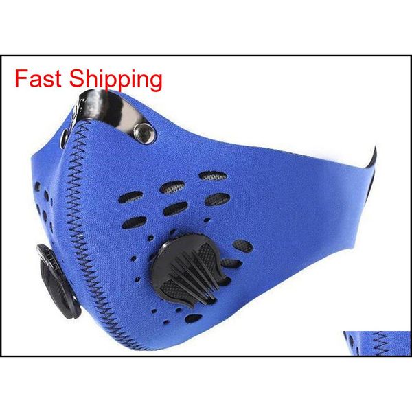 

activated carbon sports mask dust-proof half face mask cover pm2.5 filter two exhale valves anti-pollution dustproof qylvyp bdehome, Silver