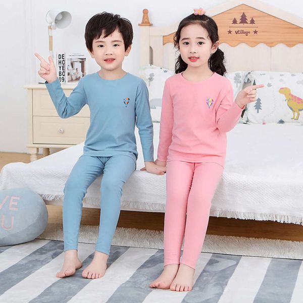 

tracels thermal children's underwear set de rong cloth autumn trousers ground middle school boys' and girls' home wear pajama, Blue;red