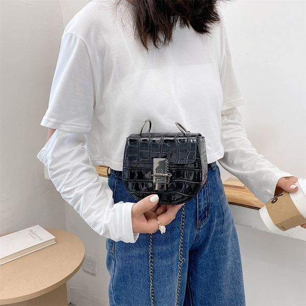 

fashion exquisite shopping bag street shoulder crossbody bag women leather stone print hasp chain purse handbag