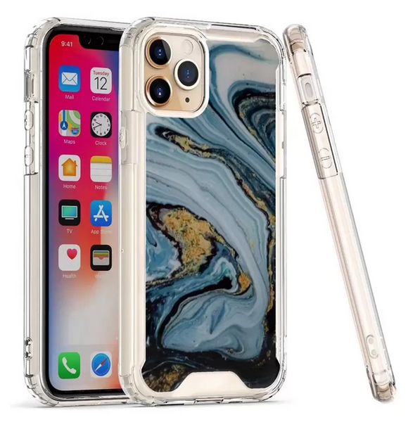 Klare, glänzende Marmor-Handyhüllen für iPhone 13 12 11 Pro Max XR XS mit Klebemuster und transparenter Abdeckung
