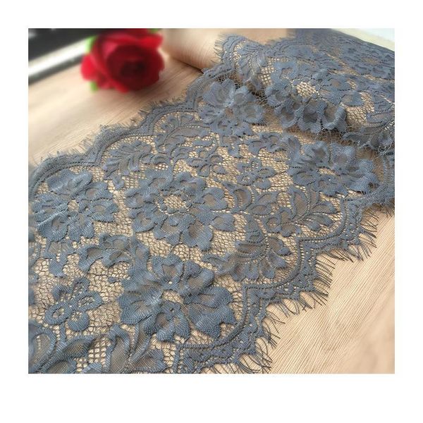 

3yards 26cm wide eyelash black grey soft floral classic lace trim decor craft sewing lace fabric for dress maki jllzoj