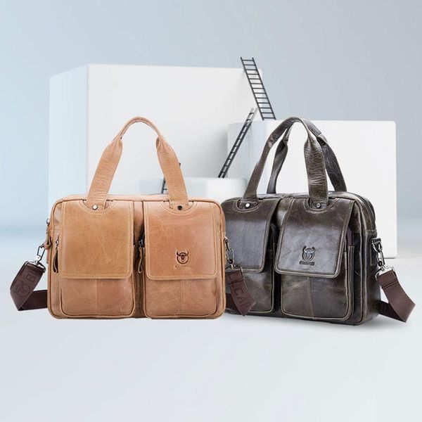 

ight brand men lapbusiness bags handbags 14-inch leather lapbriefcase handbag single shoulder bolso bags bandolera