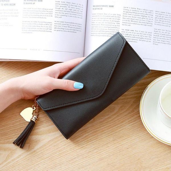 

women lady clutch leather wallet long card holder phone bag case purse handbag1, Red;black