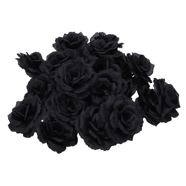 

decorative flowers & wreaths 20 pcs black rose artificial silk flower party wedding house office garden decor diy