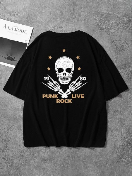 

men letter & skull print tee g7fh#, White;black
