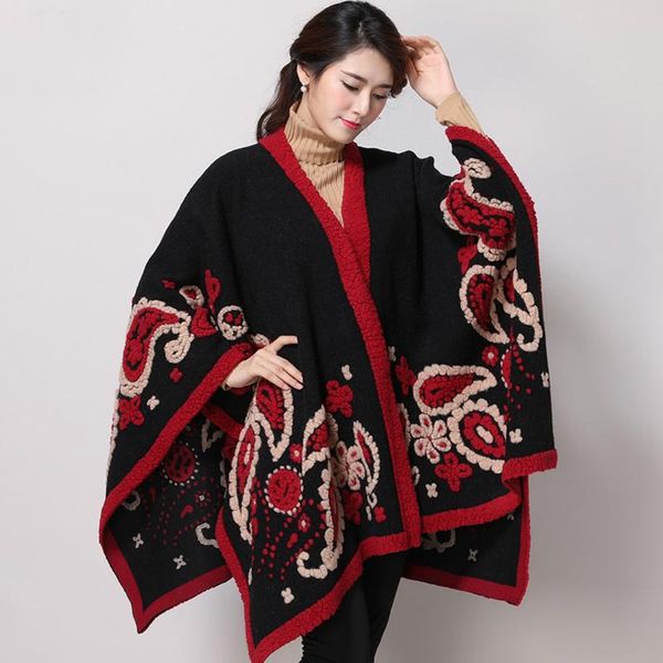 

scarves 2021 fashion warm winter poncho scarf women wool oversize wrap blanket shawl, Blue;gray