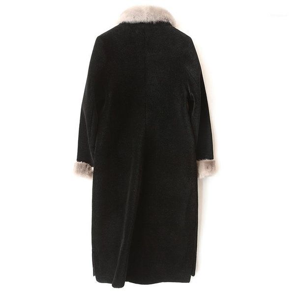 

spring and autumn fashion women's wool warm thick coat mink square collar winter wool jackets casaco feminino lx19251, Black