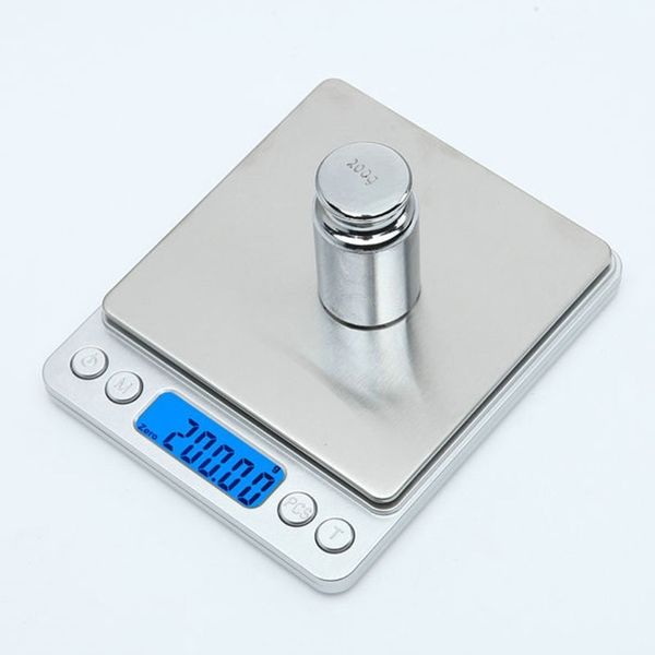 Escalas electrónicas de jóias de aço inoxidável pesam 0,01 g 0,1g Balanças de chá de comida portátil mini bolso led escalas de cozinha Y200328