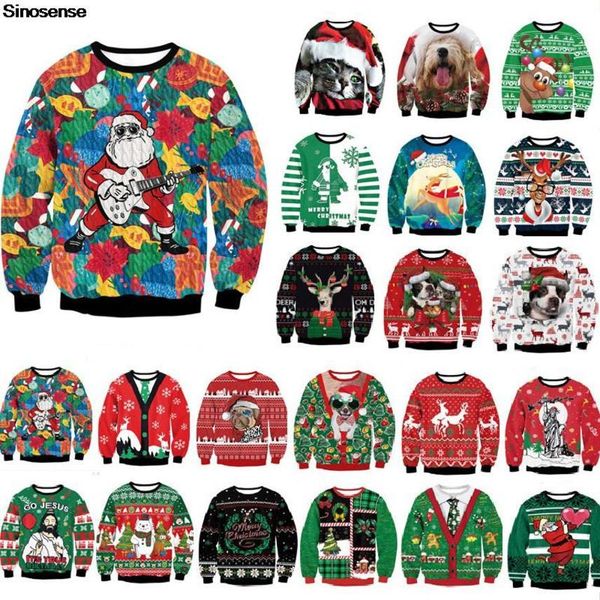 

men's women's t-shirts, sweaters with interting santa claus patterns, sweaters, couple , autumn and christmas party cloth, White;black