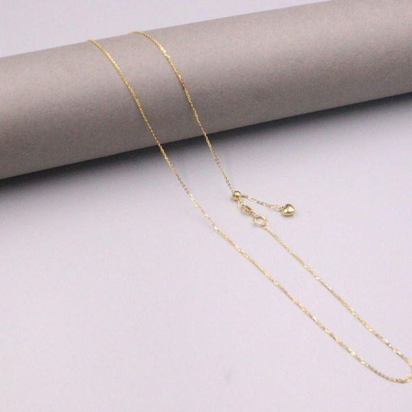 

chains fine pure au 750 18kt yellow gold chain 1mmw women o link necklace 18inch adjustable 1.3-1.6g, Silver