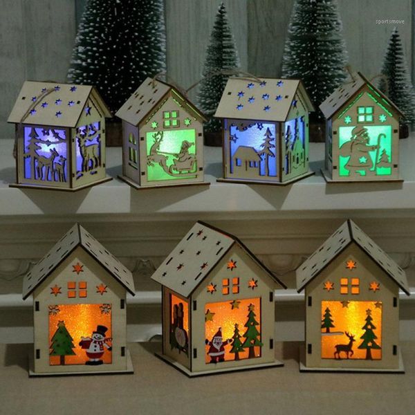 

festival led light wood house christmas tree decorations for home hanging ornaments holiday nice xmas gift wedding navidad 20201